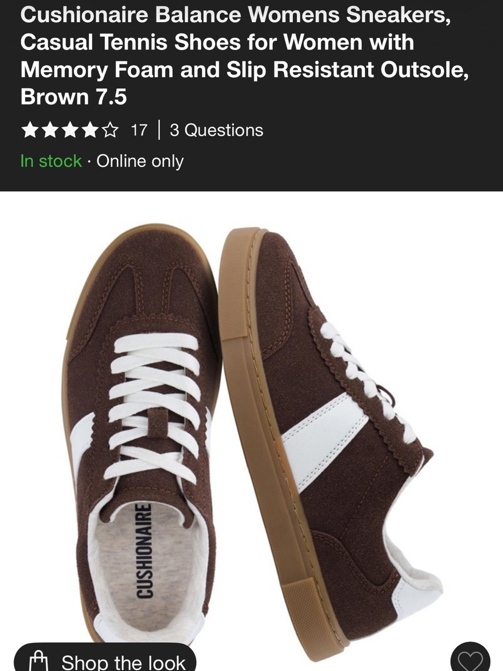 Cushionaire Women’s Brown Suede Sneaker White Accent NWT NEW tennis shoe